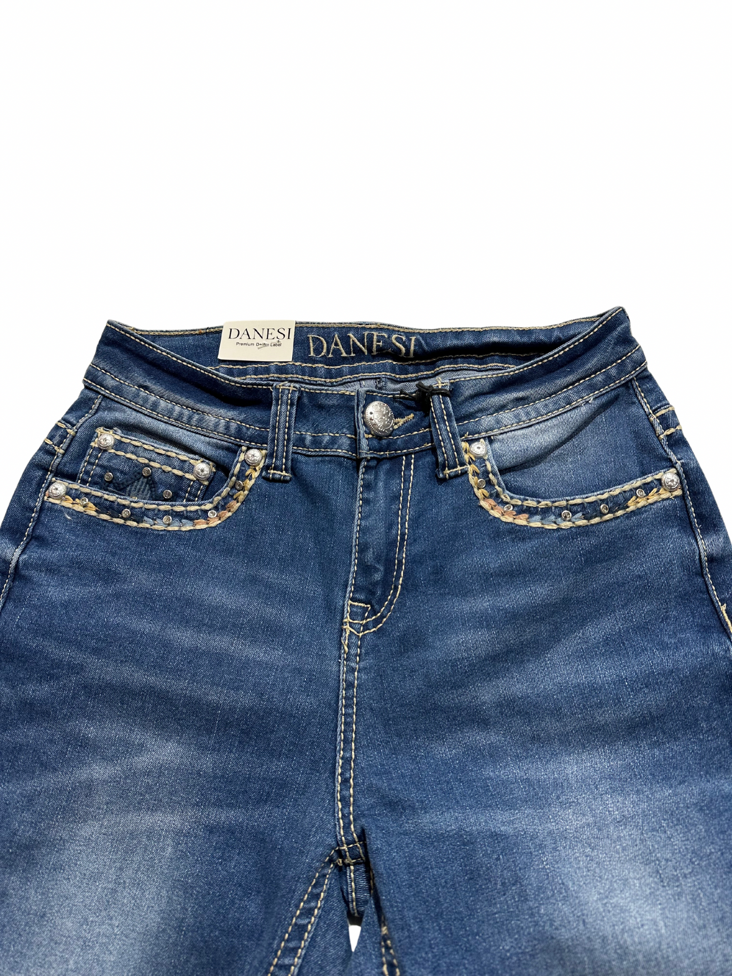 Danesi Medium Blue Bling Pocket Bootcut Jean