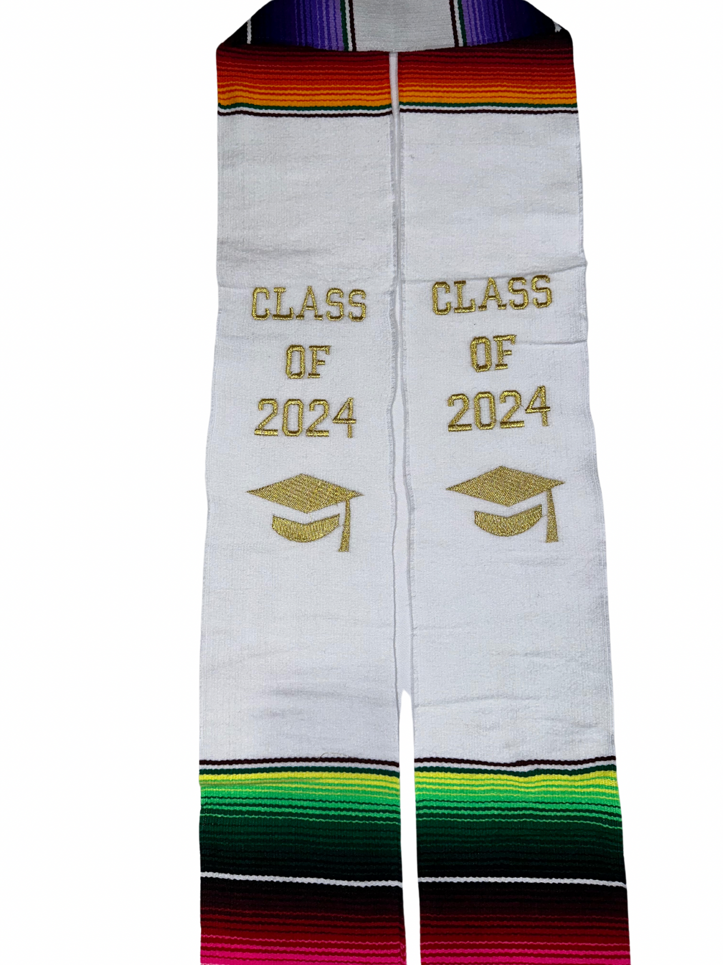 Graduation Stole Class of 2024 Mexican Serape White