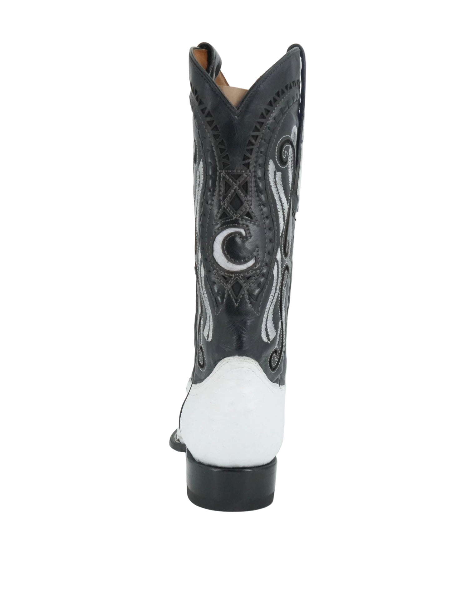 Cuadra Men's Genuine Ostrich Snip Toe Boot - Black and White