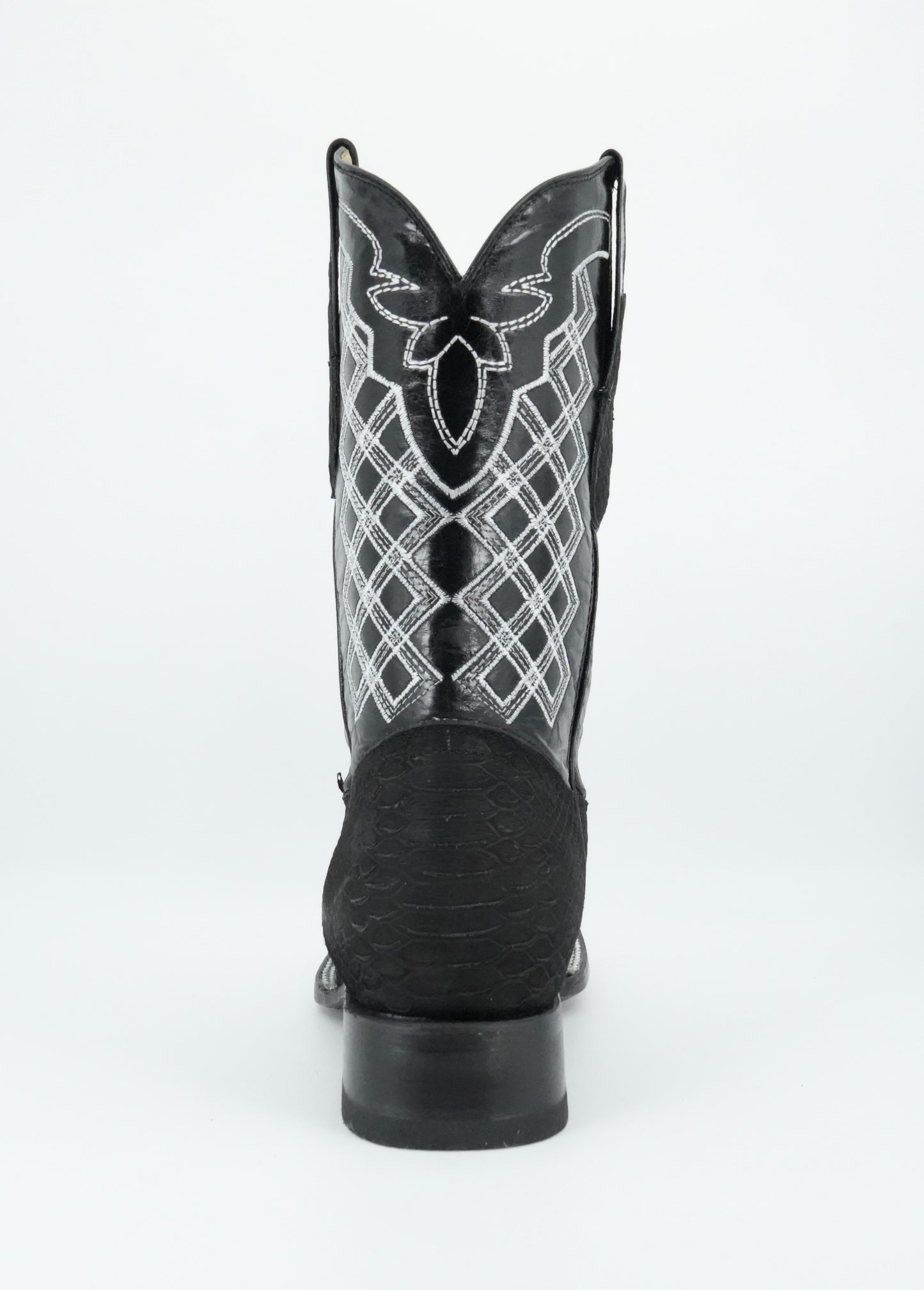 Hooch Men's Nobuck Black Python Print Square Toe Boot