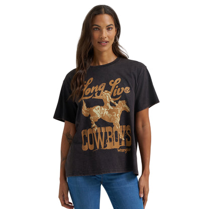 Wrangler Retro Women's Long Live Cowboys Nostalgia Graphic Tee -  Black