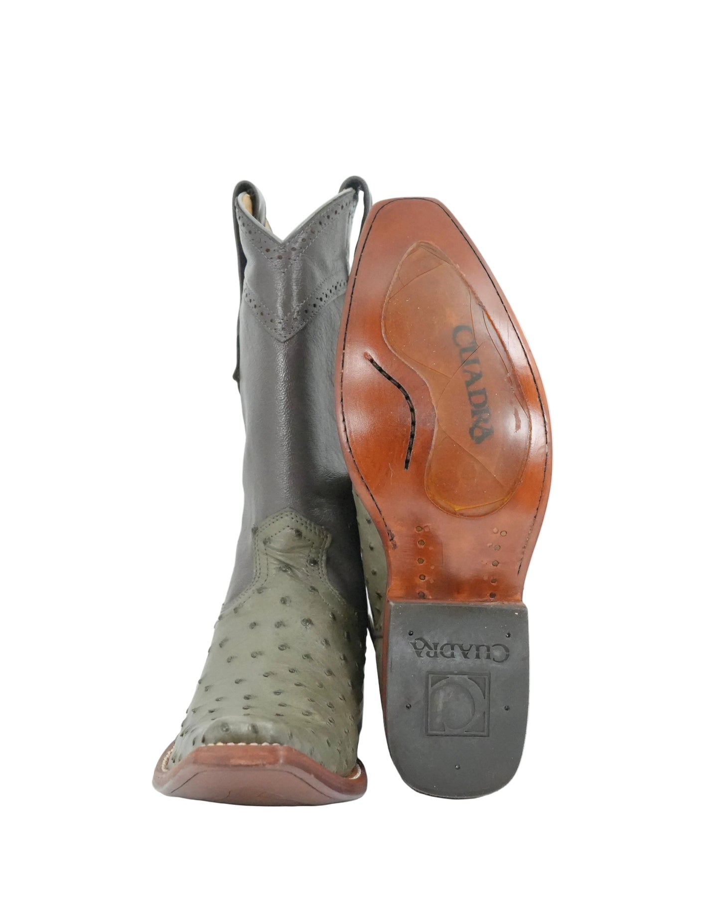 Cuadra Men's Ostrich Versache Toe Boot - Evergreen Fog