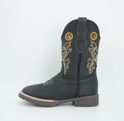 Black Stone Kid's Crazy Black Stitched Boots