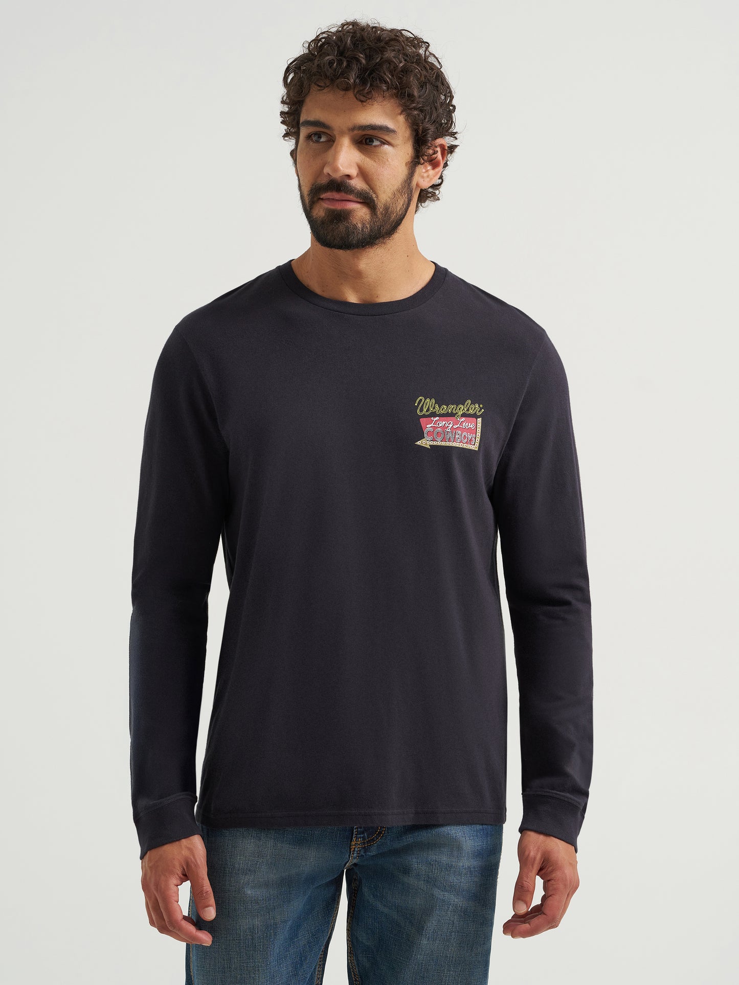 Wrangler Men's Black Cowboy Back Graphic Long Sleeve