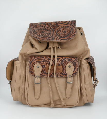 Wrangler Vintage Floral Tooled Backpack - Khaki