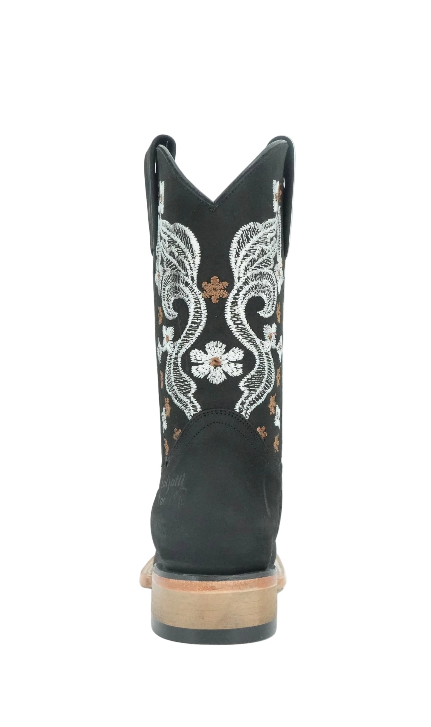 Calzatti Women's Floral Crazy Wide Square Toe Boot - Black