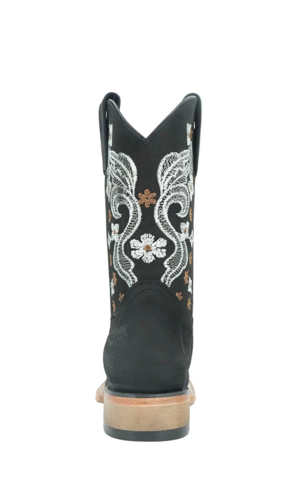 Calzatti Women's Floral Crazy Wide Square Toe Boot - Black
