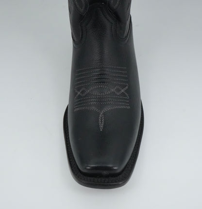 Denver Boots Men's Black Leather Semi Square Toe Boot