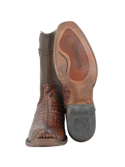 Cuadra Men's Caiman Belly Round Toe Boot - Brunt Brown