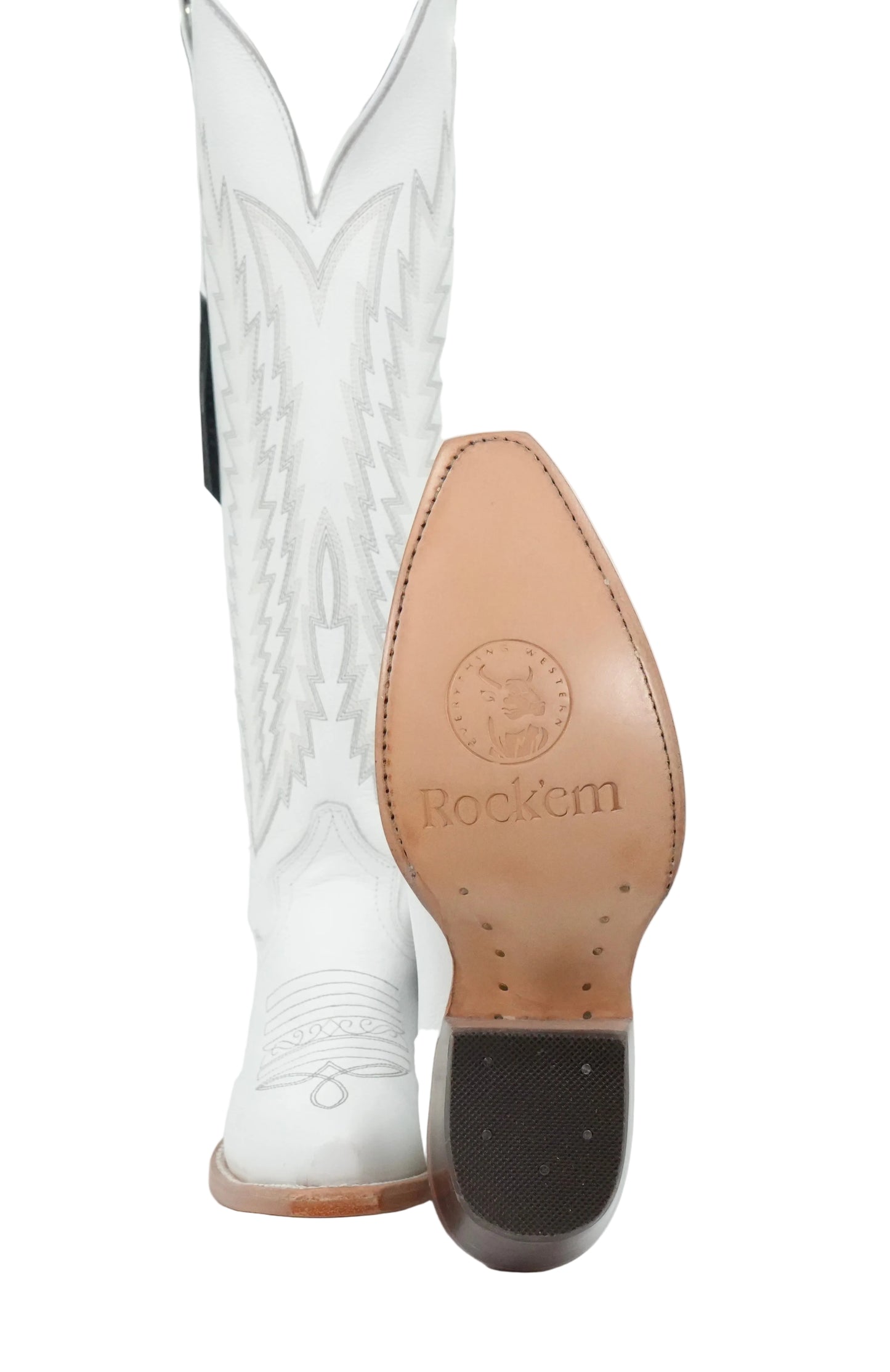 Rock'em Women's Valentina Tall Wide Calf Snip Toe Boot - White