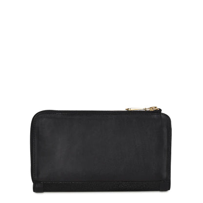 Cuadra Women's Black Genuine Stringray Leather BiFold Wallet