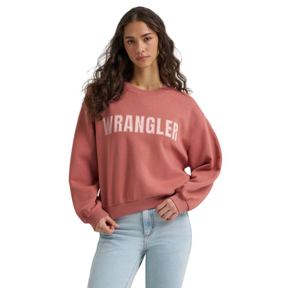 Wrangler Women's Logo Canyon Crew Pullover - Withered Rose