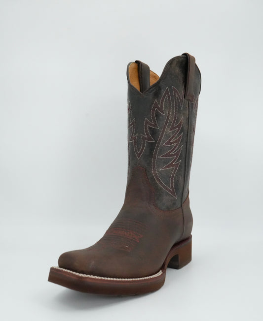 Denver Boots Men's Brown Grasso Semi Square Toe Boot