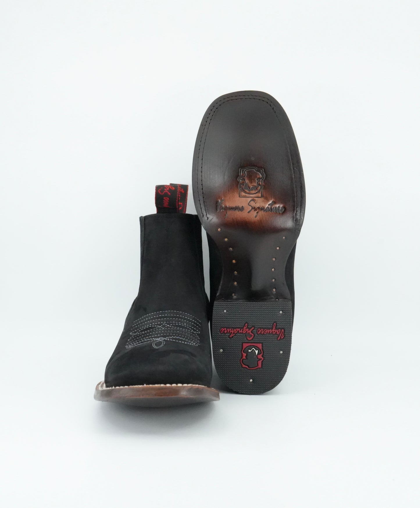 Vaquero Signature Men's Black Nobuck Wide Square Toe Short Boot