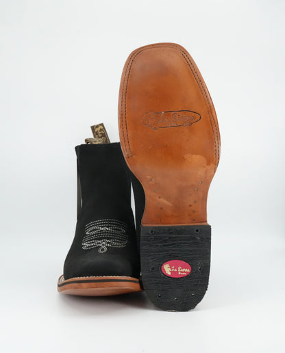 La Sierra Men's Black Nobuck Wide Square Toe Short Boot