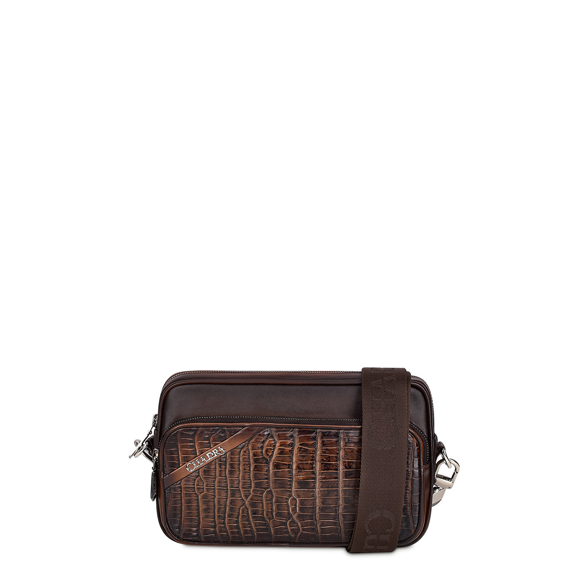Cuadra Men's Brown Genuine Morelet Crocodile Leather Shoulder Bag