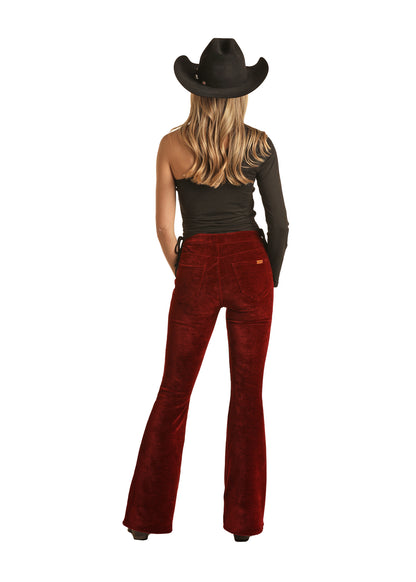 Rock & Roll Denim High Rise Stretch Velvet Corduroy Flare Jean