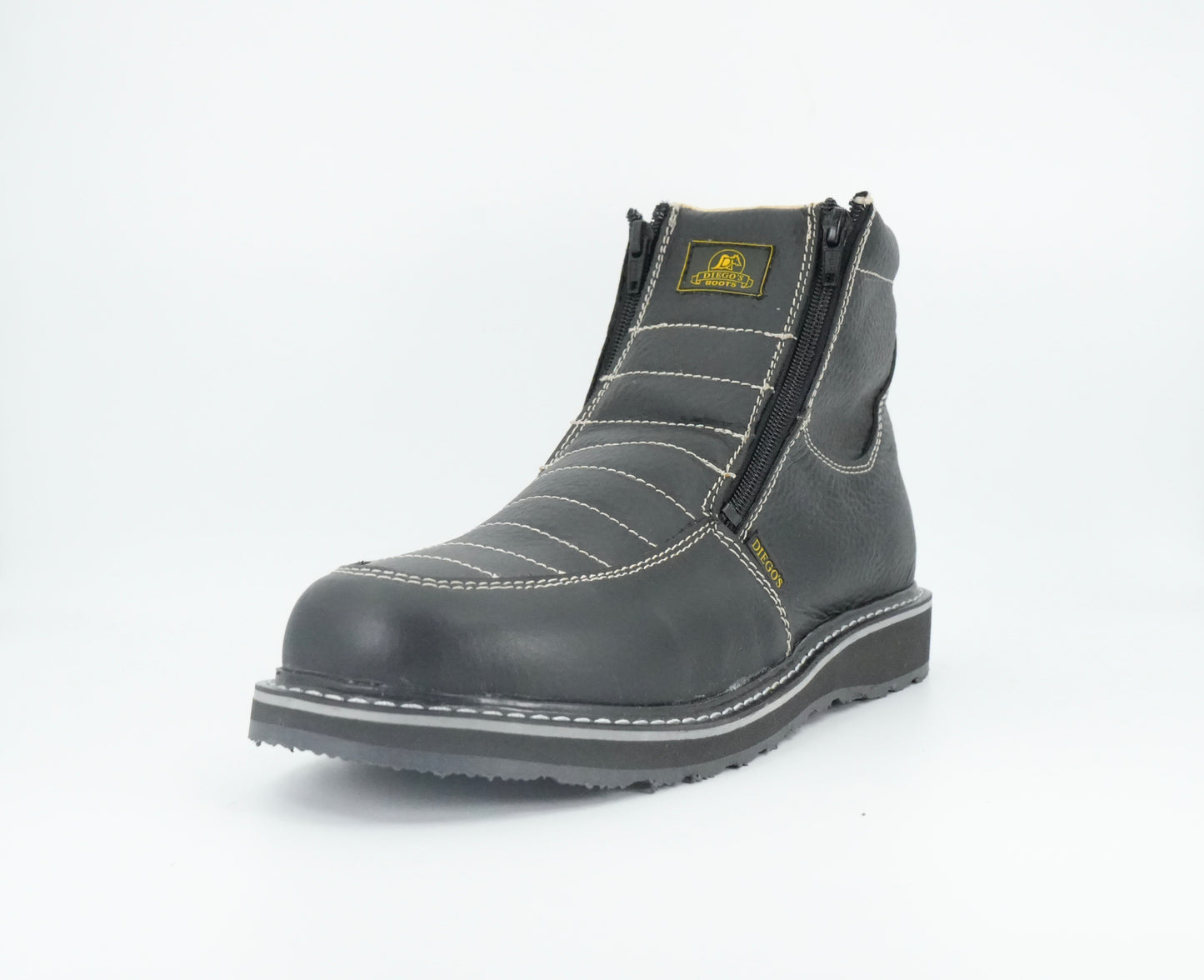 Diego's Boots Men’s Short Round Toe Work Boot - Black