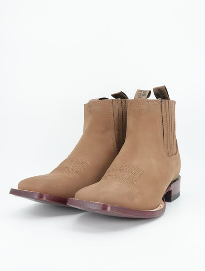 Wild West Men's Short Boot Wide Toe Nubuck - Taupe