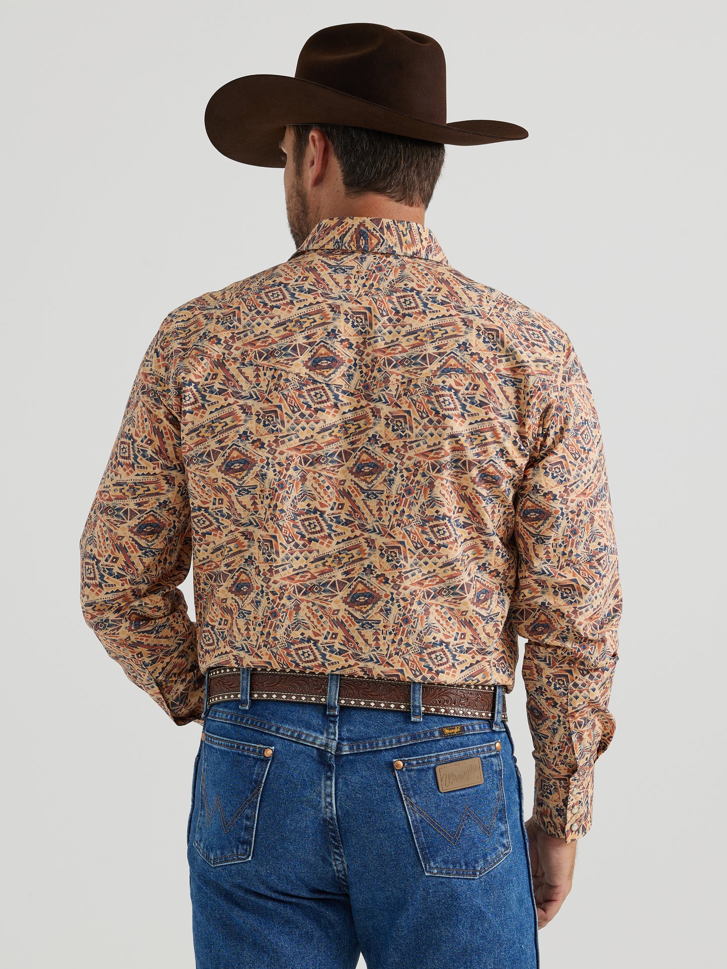 Wrangler x Checotah Western Snap Printed Shirt Fiesta Orange