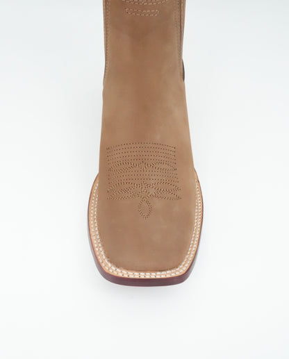 Wild West Men's Short Boot Wide Toe Nubuck - Taupe