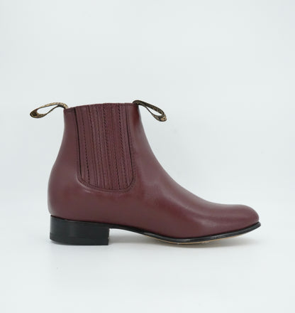 Besserro Kid's Leather Charro Short Boot - Wine