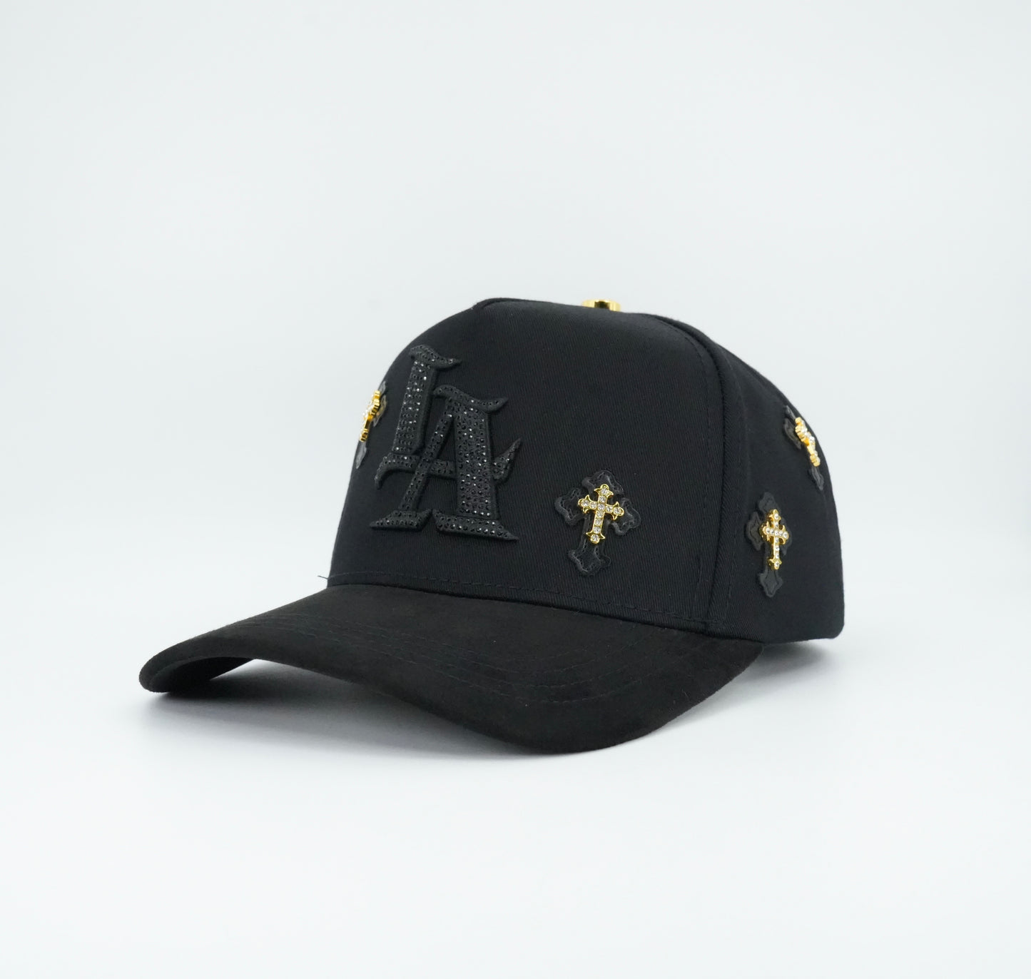 Kevin Hats LA Small Gold Cross Blings Black Cap