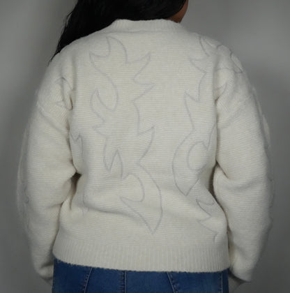 Blue B Women’s Western Boot Stitch Sweater - Cream