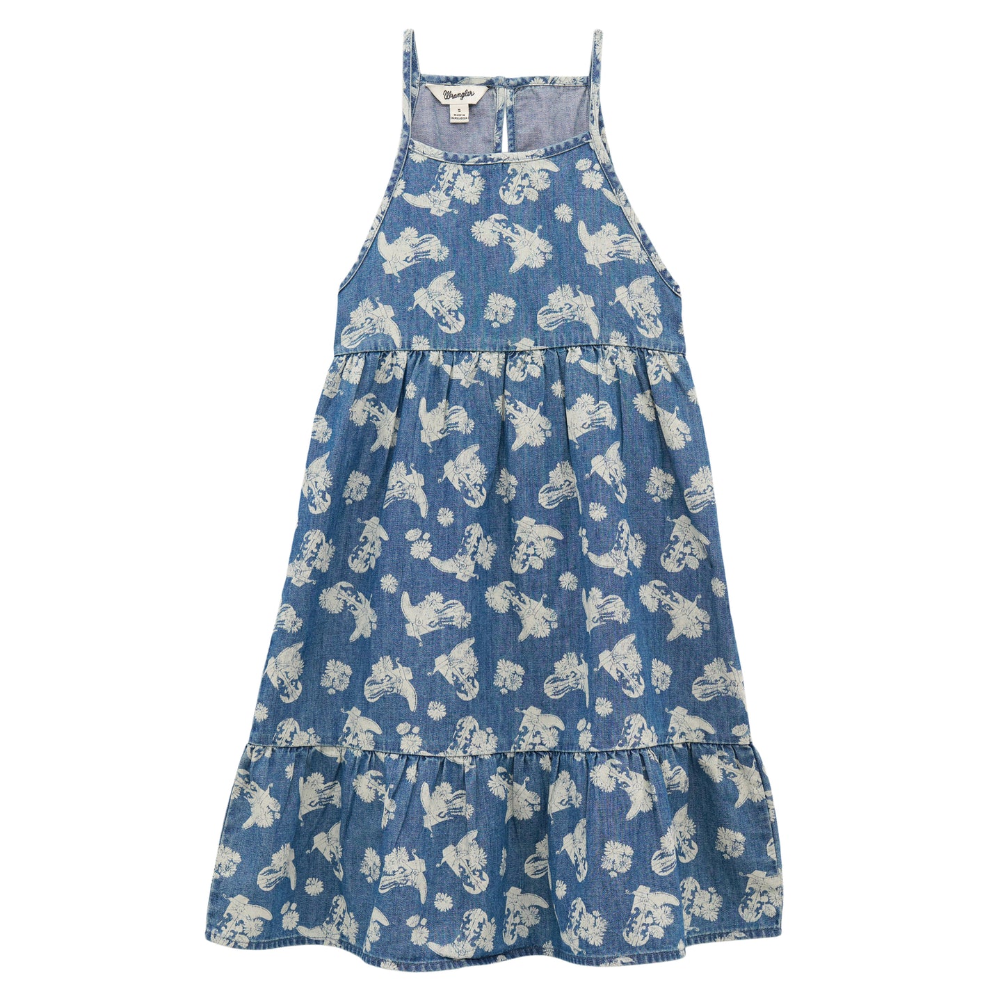 Wrangler Girl's Printed Denim Swing Dress - Blue