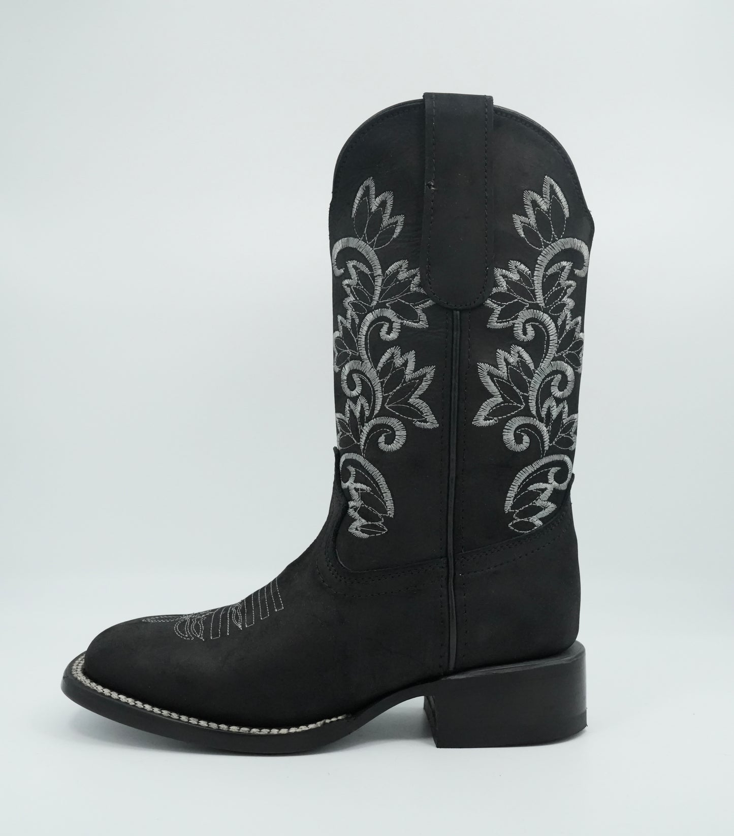 Stephy Women's Embroidered Crazy Black Square Toe Boot