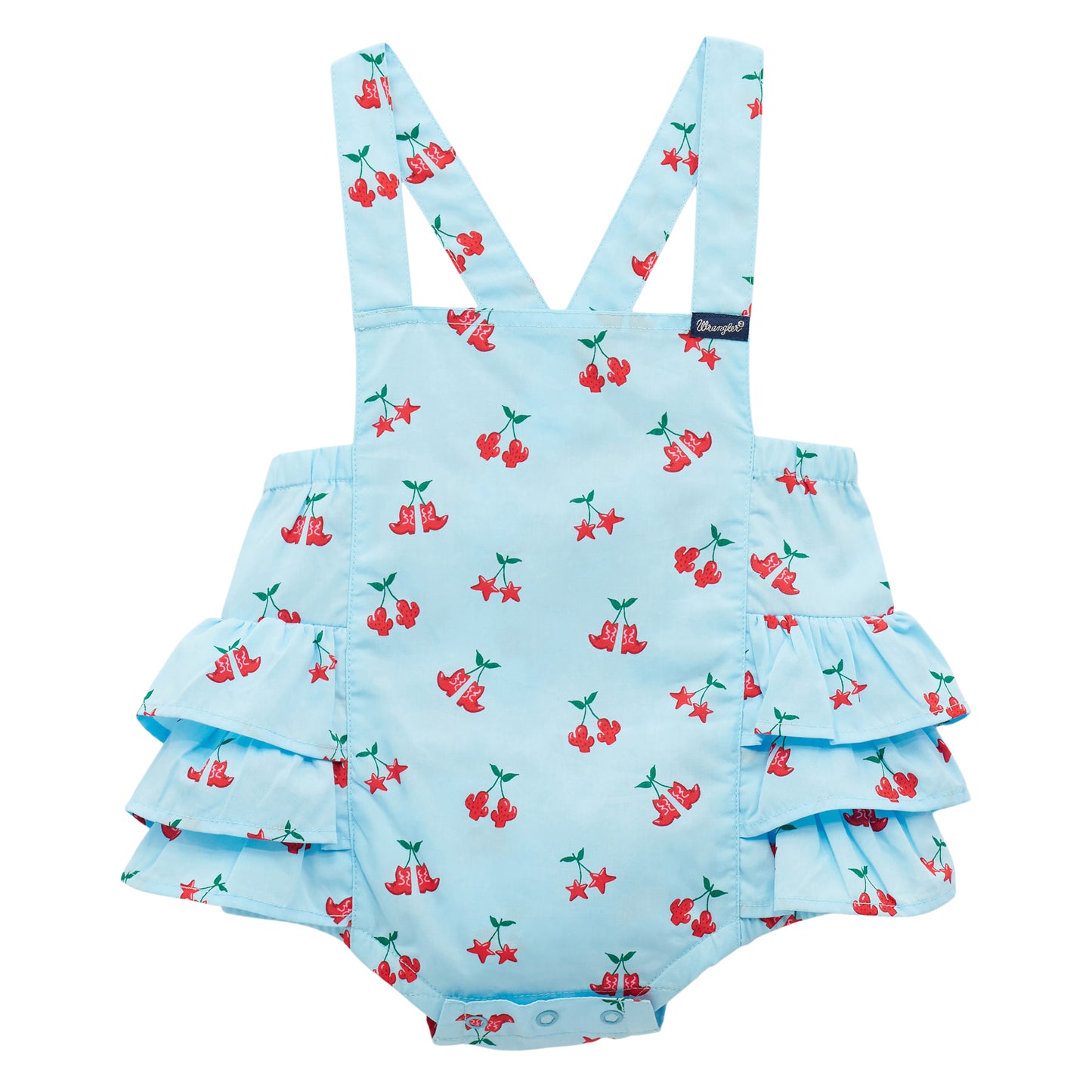 Wrangler Girl's Western Printed Ruffle Bodysuit - Blue