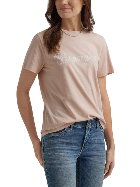 Wrangler Women's Rope Logo Short Sleeve Peach Tee