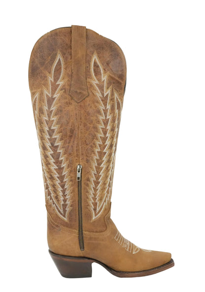 Rock'em Women's Gia Tall Wide Calf Snip Toe Boot - Camel