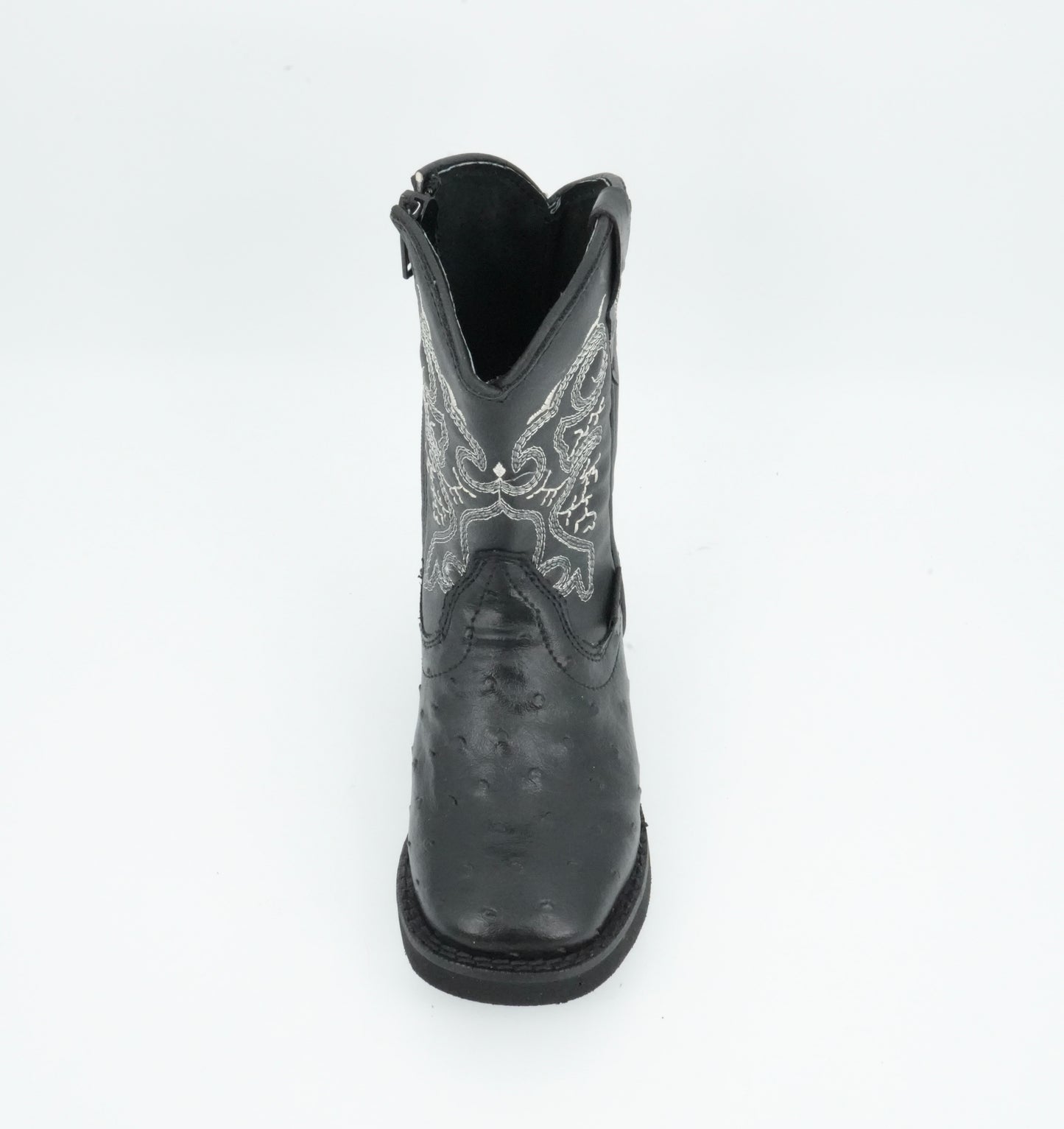 A&A Little Kid's Black Ostrich Print Rubber Sole Boot