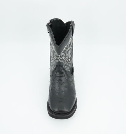 A&A Little Kid's Black Ostrich Print Rubber Sole Boot