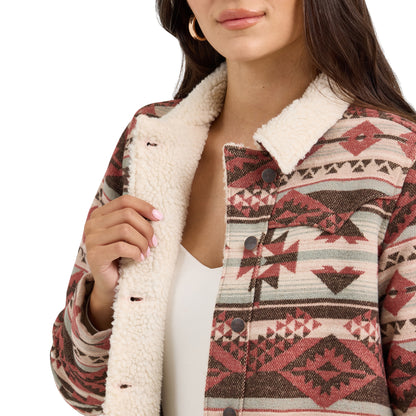 Women's Wrangler Sherpa Lined Jacquard Barn Jacket - Burgundy