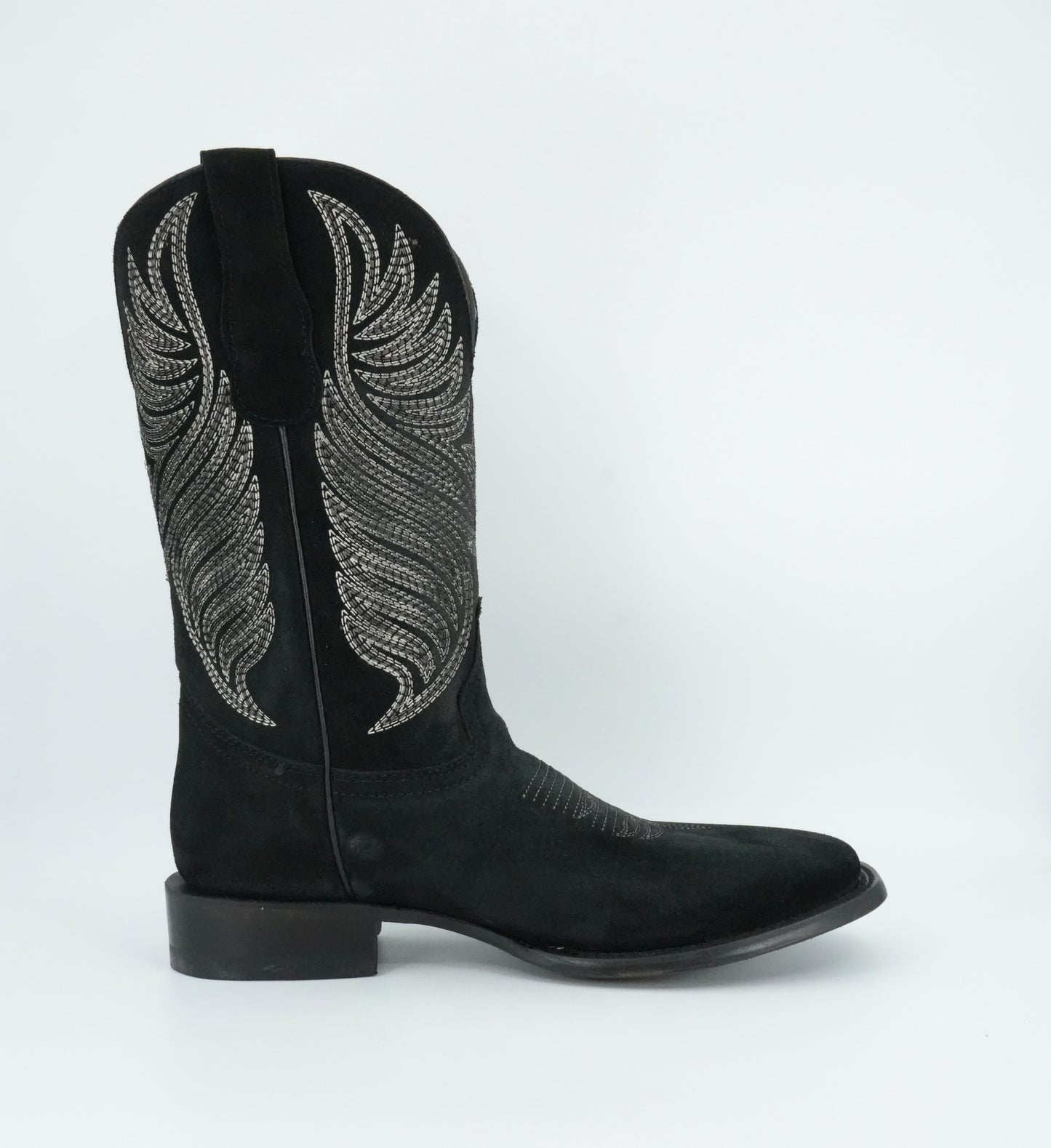 Circle G Men’s Embroidery Nobuck Black Wide Square Toe Boot