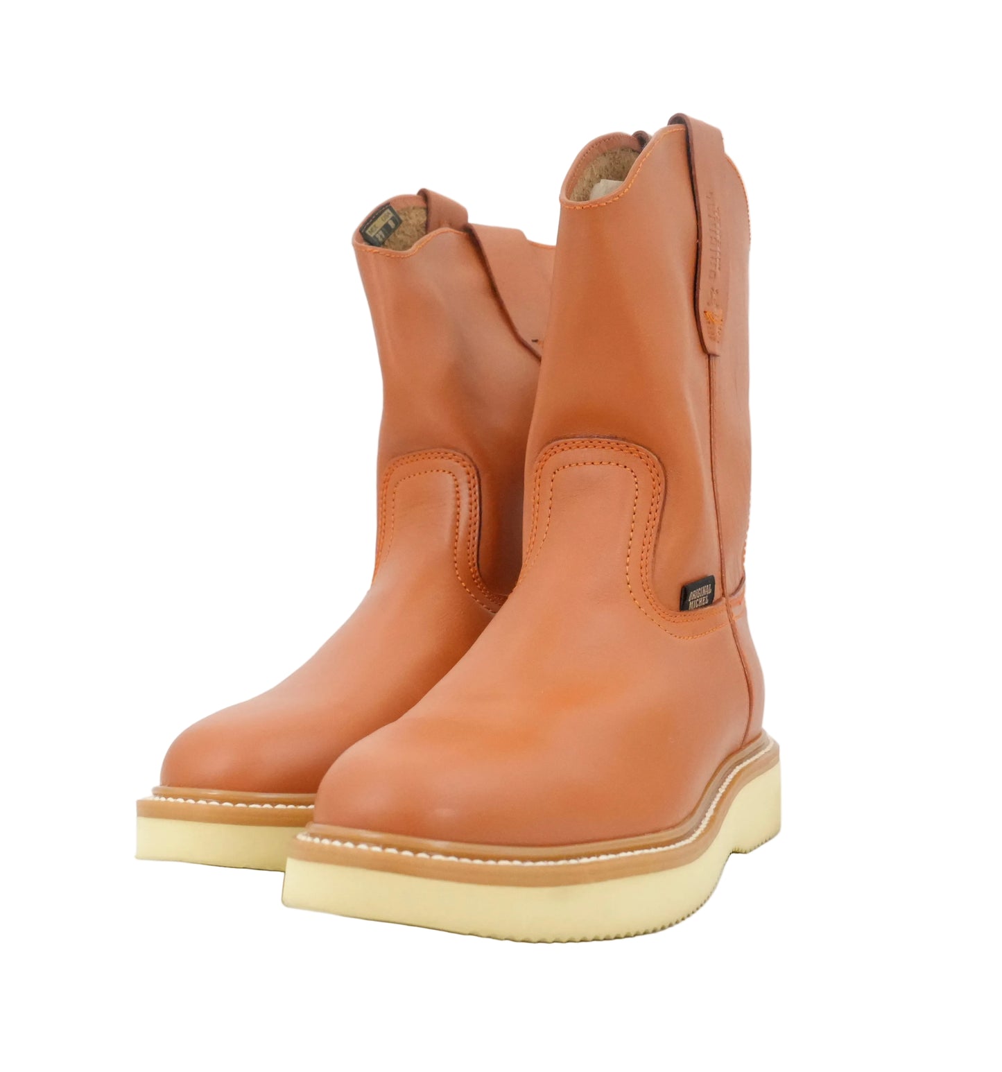 Original Michel Men's Pull Up Fine Line Sole Oval Toe Work Boot - Honey