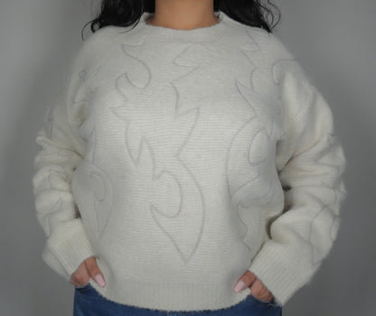 Blue B Women’s Western Boot Stitch Sweater - Cream