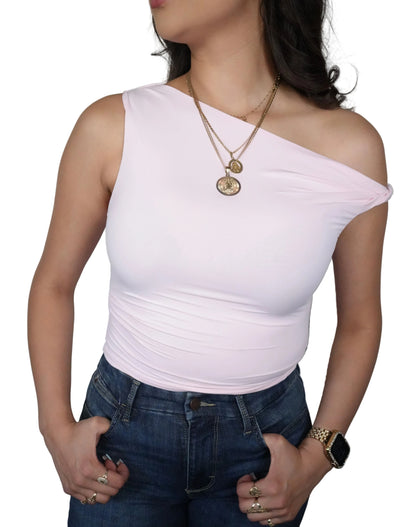 Women's Jaime Light Weight One Shoulder Top - Pale Pink