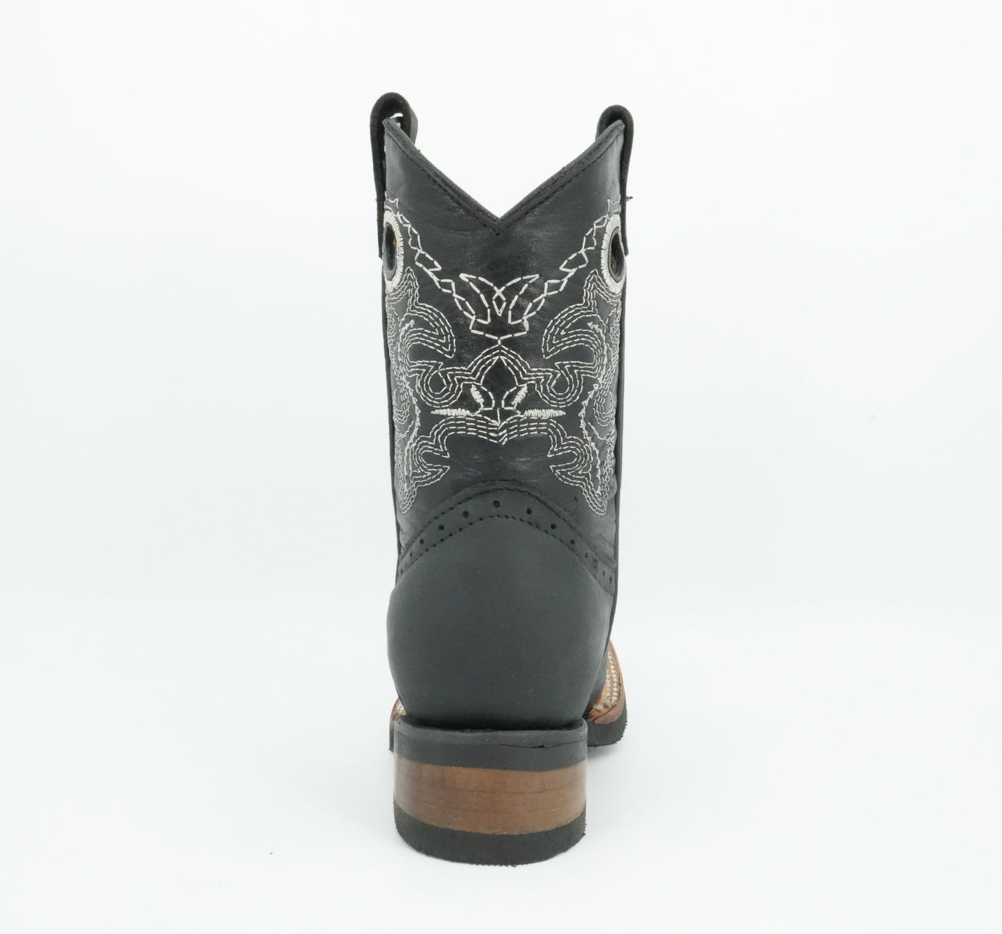 Quincy Kid's Crazy Black Square Toe Boot