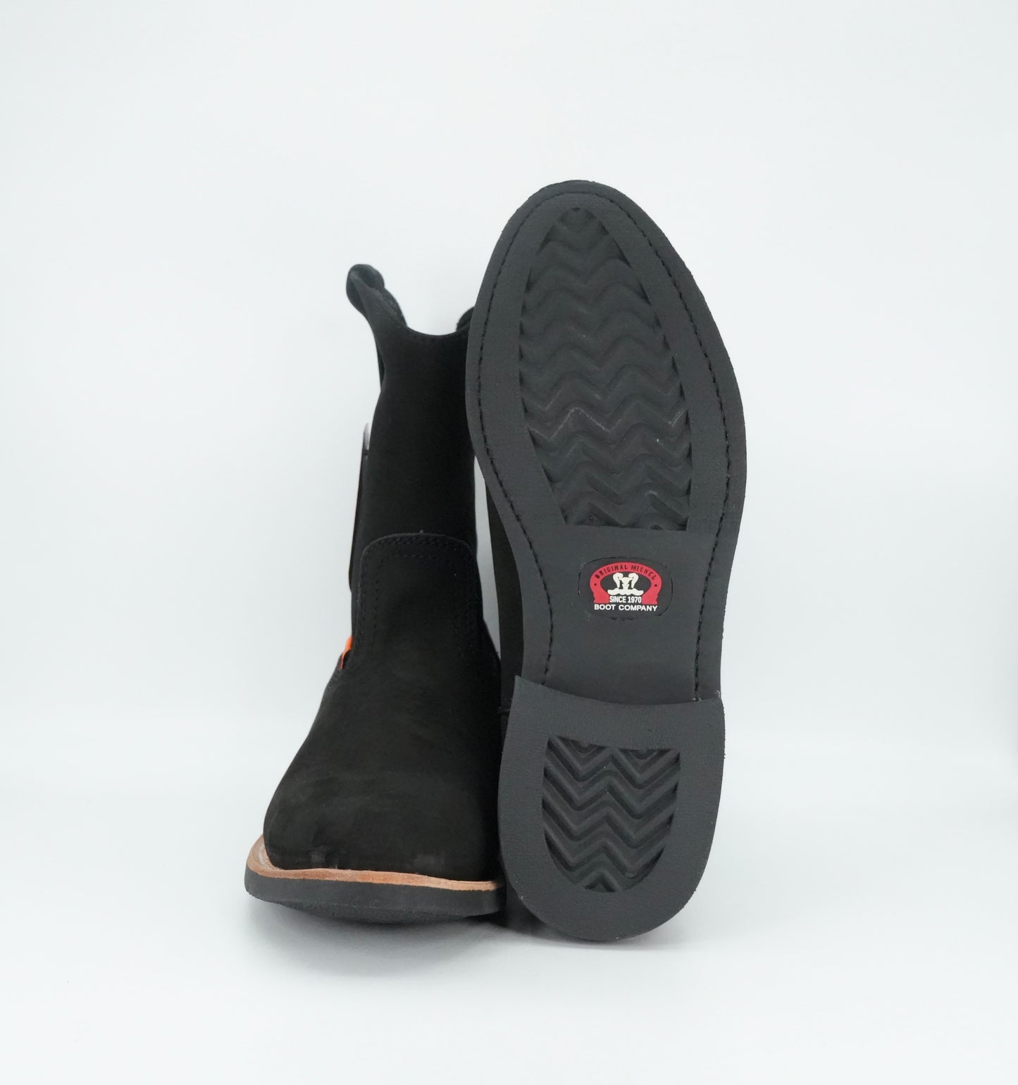 Original Michel Nobuck Pull Up Oval Toe Work Boot - Black