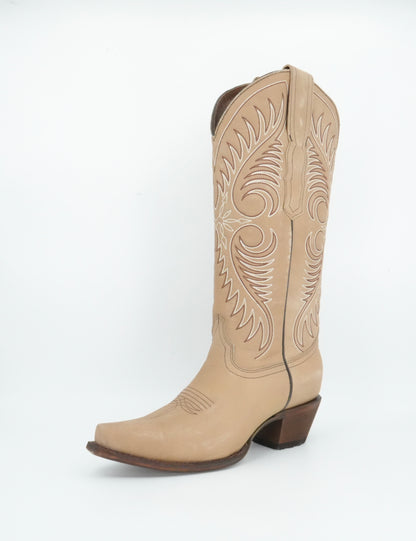 Circle G Women’s Sand Cowhide Embroidery Snip Toe Boot
