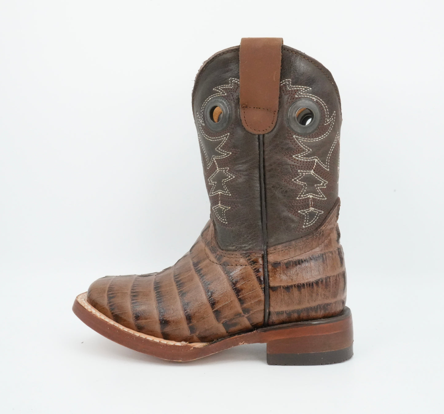 A&A Kid's Brown Caiman Tail Print Boot