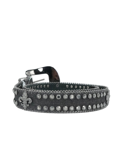 Nomad Women's Denim Rhinestone Beaded Belt - Black