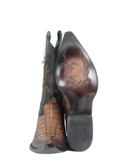Cuadra Men's Genuine Caiman Tail Snip Toe Boot - Burnt Brown