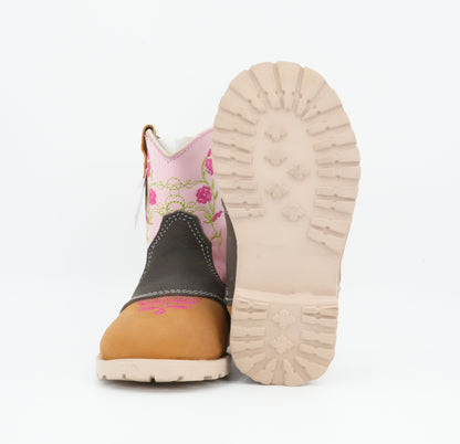 Quincy Infant-Toddler Crazy Pink-Honey/Brown Boot