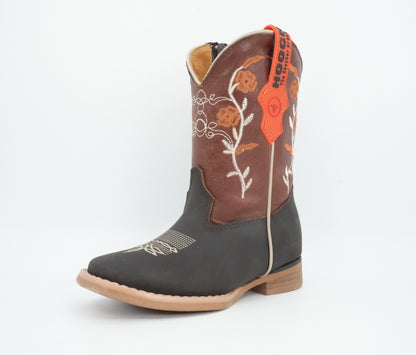 Hooch Girl's Crazy Floral Dark Brown Boot