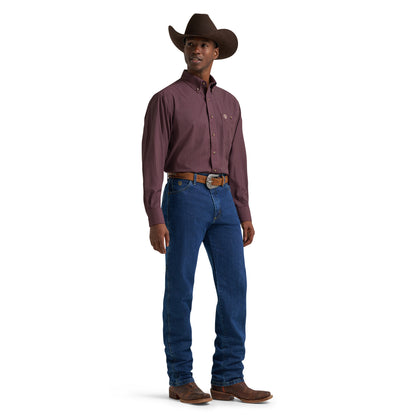 Wrangler Men's George Straight Performance Button Down Shirt - Wine