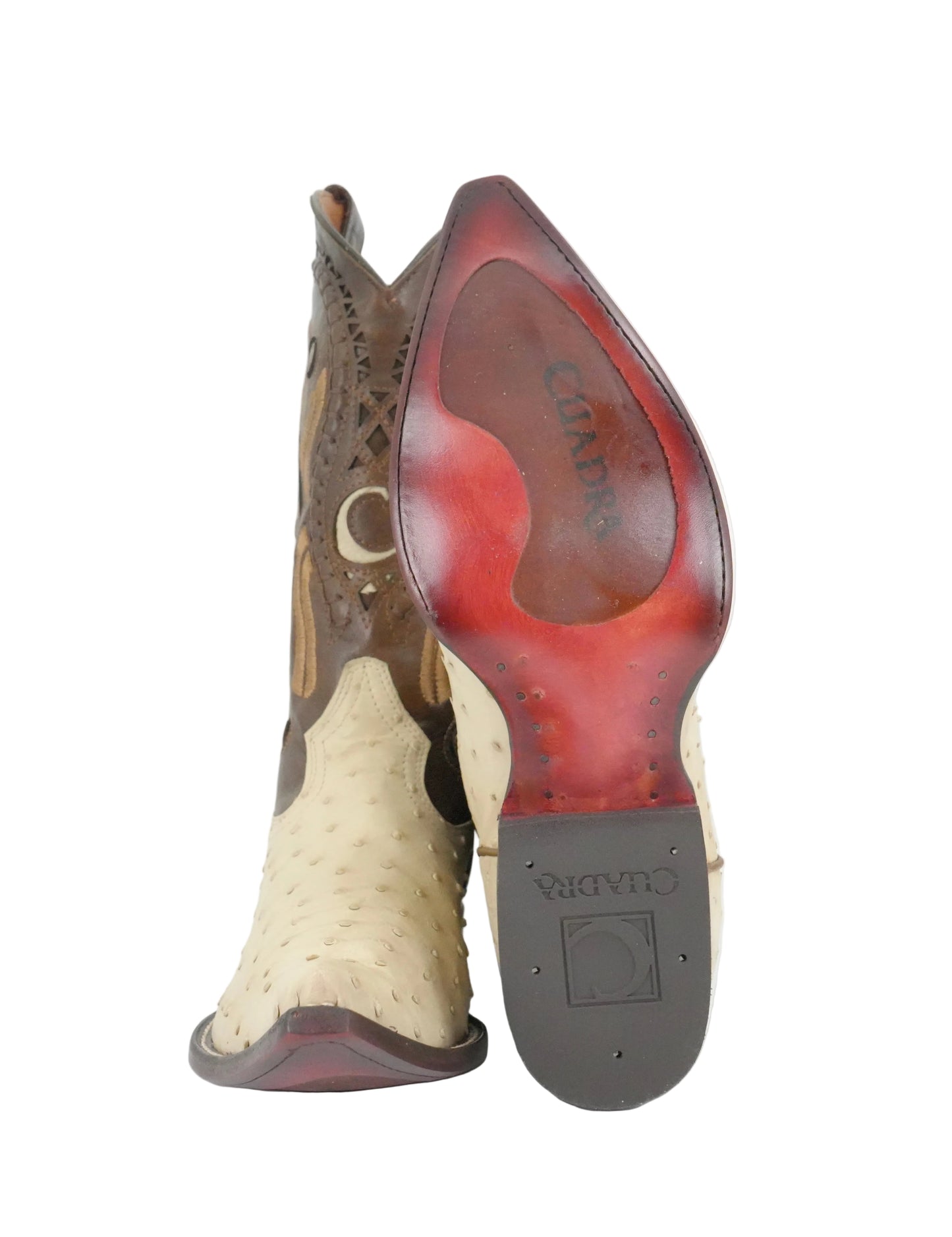 Cuadra Men's Genuine Ostrich Snip Toe Boot - Bone White